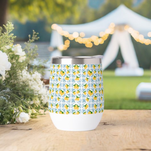 French Country Lemon Blue Tile Pattern (Hochzeit)