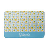 French Country Lemon Blue Tile Pattern Badematte (Vorderseite)