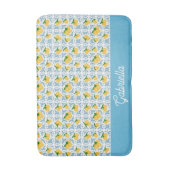 French Country Lemon Blue Tile Pattern Badematte (Vorderseite Vertikal)