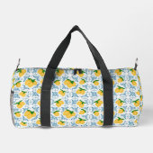 French Country Lemon Blue Tile Pattern  Duffle Bag (Rückseite)