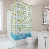 French Country Lemon Blue Tile Pattern Duschvorhang (Beispiel)