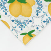 French Country Lemon Blue Tile Pattern Fleecedecke (Ecke)