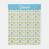 French Country Lemon Blue Tile Pattern Fleecedecke (Vorderseite)