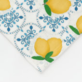 French Country Lemon Blue Tile Pattern Fleecedecke (Ecke)
