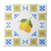 French Country Lemon Blue Tile Pattern Fliese (Vorderseite)