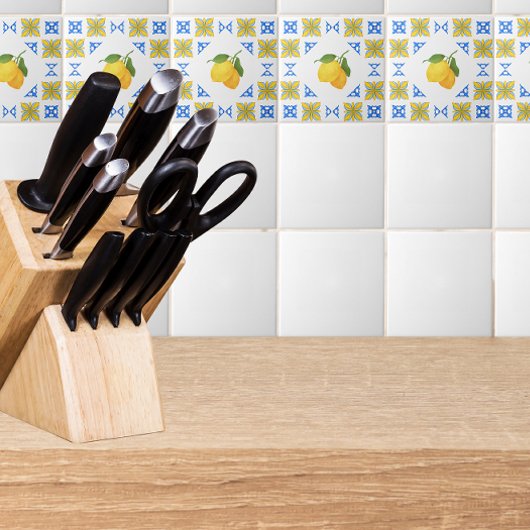 French Country Lemon Blue Tile Pattern Fliese