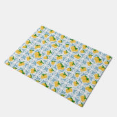French Country Lemon Blue Tile Pattern Fußmatte (Schrägansicht)
