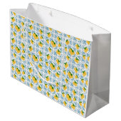 French Country Lemon Blue Tile Pattern Große Geschenktüte (Rückseite Schrägansicht)