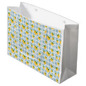 French Country Lemon Blue Tile Pattern Große Geschenktüte (Vorderseite Schrägansicht)