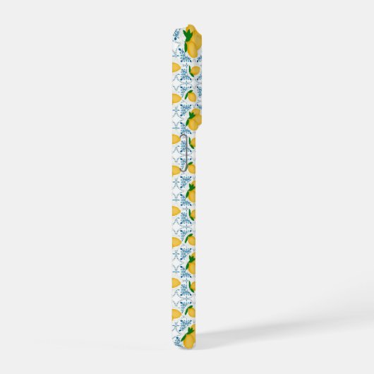 French Country Lemon Blue Tile Pattern iPhone Hülle (Rechte Seite)