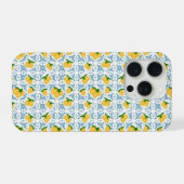 French Country Lemon Blue Tile Pattern iPhone Hülle (Rückseite (Horizontal))