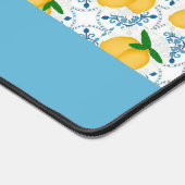 French Country Lemon Blue Tile Pattern Schreibtischunterlage (Ecke)