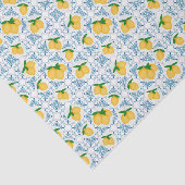 French Country Lemon Blue Tile Pattern Seidenpapier (Ausschnitt)