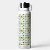 French Country Lemon Blue Tile Pattern Trinkflasche (Hinten)