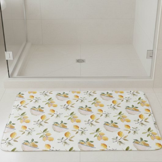 French Country Lemon Pattern Bath Mat Badematte