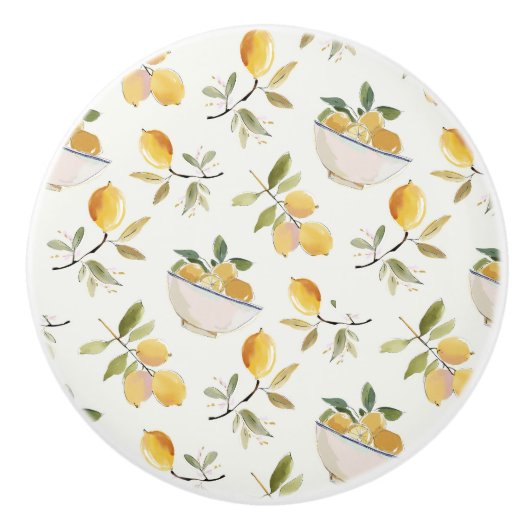 French Country Lemon Pattern Ceramic Pull Keramikknauf (Vorderseite)