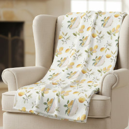 French Country Lemon Pattern Fleece Blanket