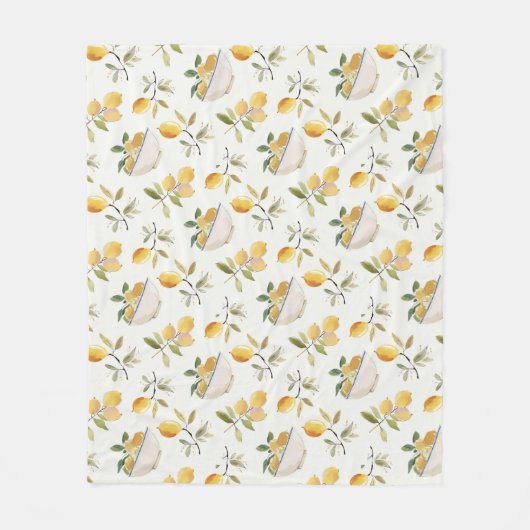 French Country Lemon Pattern Fleece Blanket (Vorderseite)