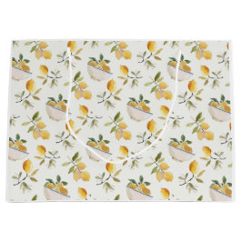 French Country Lemon Pattern Gift Bag Große Geschenktüte
