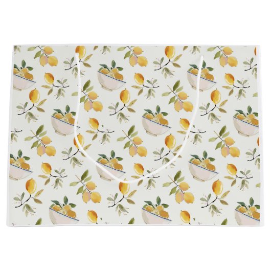 French Country Lemon Pattern Gift Bag Große Geschenktüte (Vorderseite)