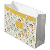 French Country Lemon Pattern Monogram Gift Bag Große Geschenktüte (Vorderseite Schrägansicht)