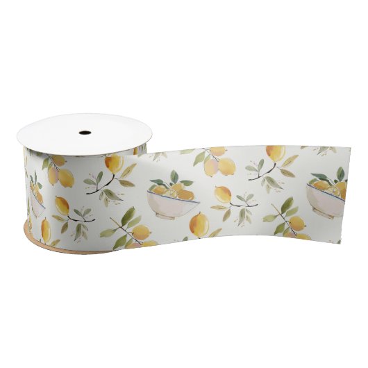 French Country Lemon Pattern Satinband (Spule)