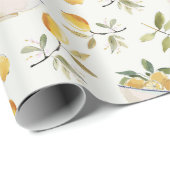 French Country Lemon Pattern Wrapping Paper Geschenkpapier (Rolleneckpunkt)