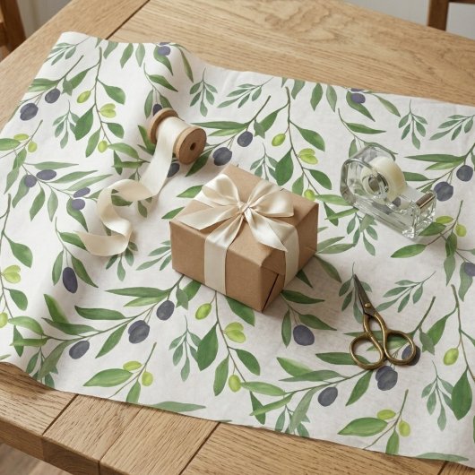 French Country Olive Pattern  Geschenkpapier