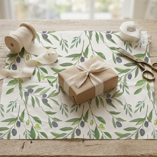 French Country Olive Pattern Seidenpapier