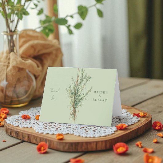 French Country Rosemary Wedding Dankeschön Karte