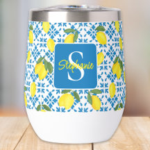 French Country Tile Lemon Pattern Name Monogram