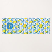 French Country Tile Lemons Pattern Name Monogram Yogamatte (Vorderseite (Horizontal))