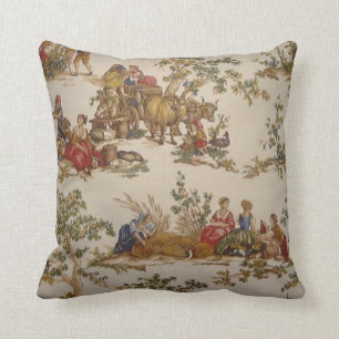 French Country Toile Print MoJo Throw Kissen