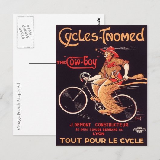 French Cowboy Bicycle Ad Postkarte (Vorne/Hinten)