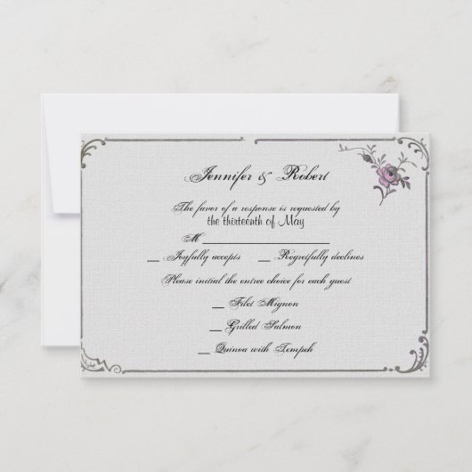 French Deko Frame Posh Wedding Response Card RSVP Karte (Vorderseite)
