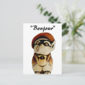 French Dog Bonjour Postcard Postkarte (Stehend Vorderseite)