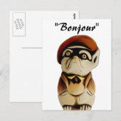 French Dog Bonjour Postcard Postkarte (Vorne/Hinten)