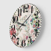 French Ephemera Rose Floral Big Number Wall Clock Große Wanduhr (Winkel)