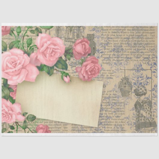 French Ephemera Tissue Paper Seidenpapier (Vorderseite)