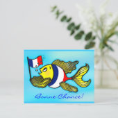 French Flag Fish funny cartoon Postkarte (Stehend Vorderseite)