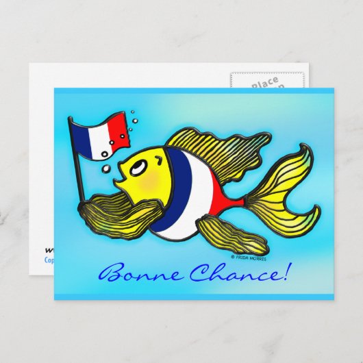 French Flag Fish funny cartoon Postkarte (Vorne/Hinten)