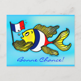 French Flag Fish funny cartoon Postkarte