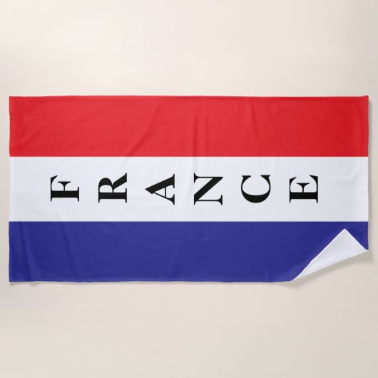 French flag of France personalized beach towel Strandtuch (Vorderseite)