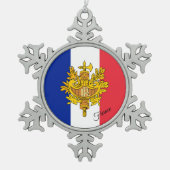 French Flag ornament, emblem, patriotic France Schneeflocken Zinn-Ornament (Vorderseite)