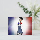 French flag & Pierre cartoon post card Postkarte (Stehend Vorderseite)