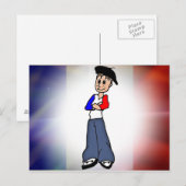 French flag & Pierre cartoon post card Postkarte (Vorne/Hinten)