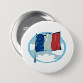 French Flag Tricolour Blue White Red France Button (Vorne & Hinten)