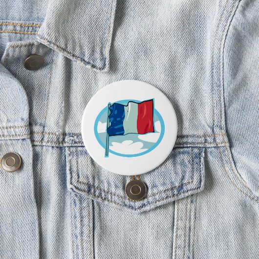 French Flag Tricolour Blue White Red France Button