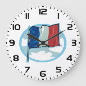 French Flag Tricolour Blue White Red France Große Wanduhr (Vorderseite)