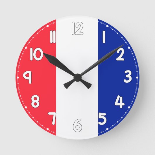 French Flag Wall Clock - Flag of France Runde Wanduhr (Vorderseite)
